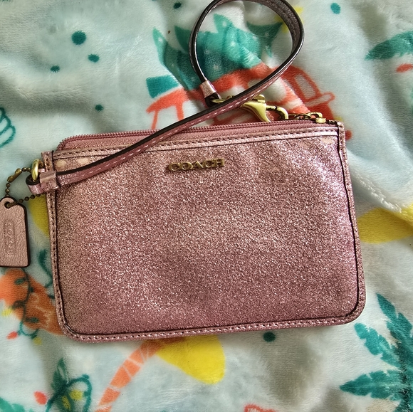 Coach Pink Metallic Clutch Wristlet - Picture 1 of 3